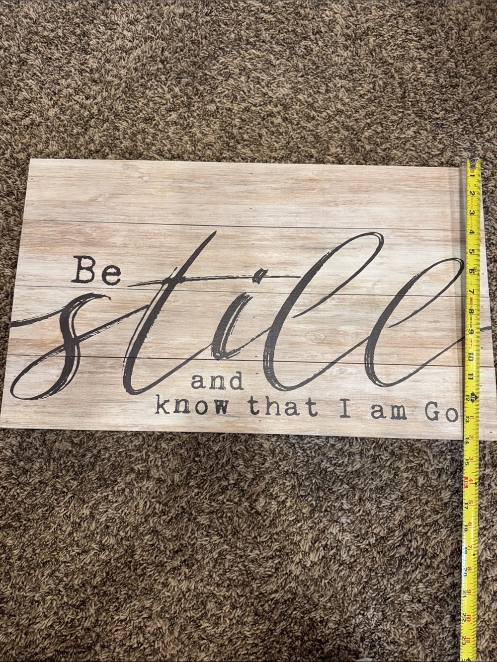 Be Still Wood Wall Sign - Neutral Brown and Black